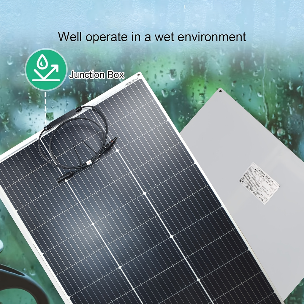Flexible Solar Panel 125W 18V 18BB Monocrystalline Solar Cell Bendable 30 Degree Ultra-Thin for 12V for Garden, Patio and Yar
