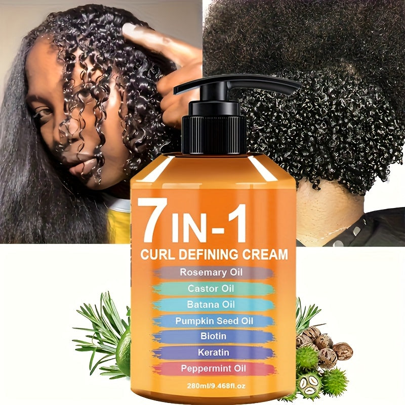 7-in-1 Curl Styling Cream, 280ml Orange-Label Pump with Rosemary, Castor and Batana Oils on Label — image 9