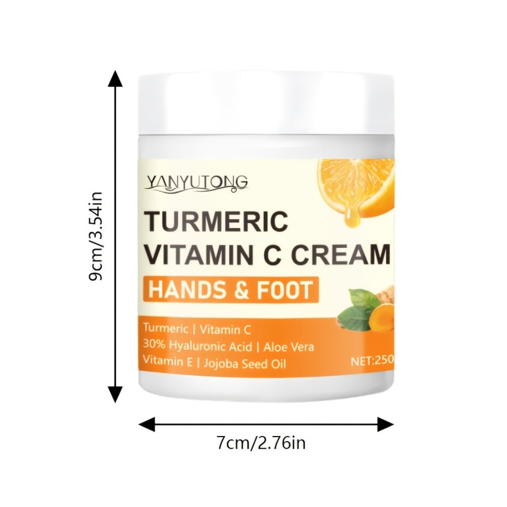 250g Turmeric and Vitamin C Hands-and-Feet Cream Jar with Hyaluronic Acid and Aloe Labeling — image 5