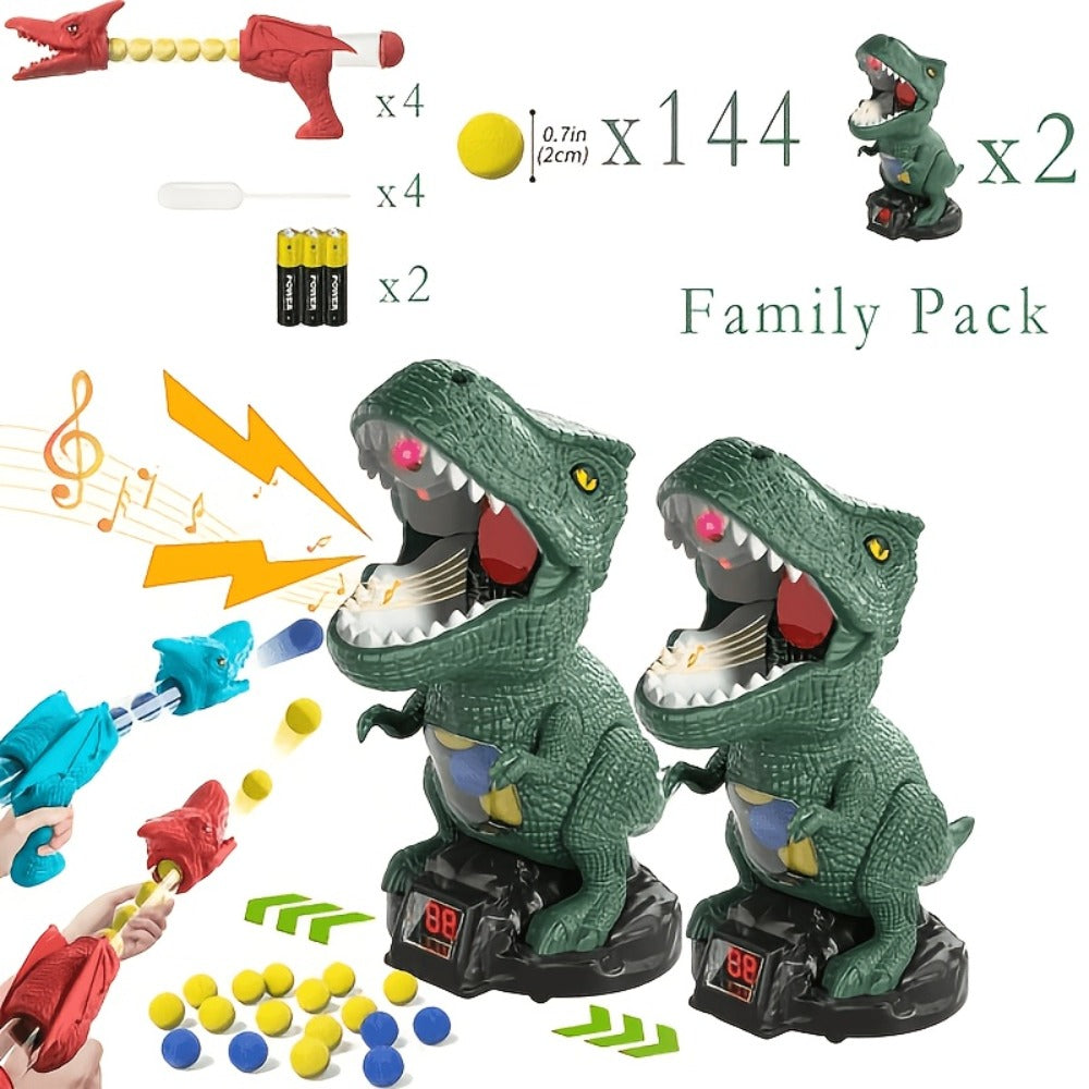 Dinosaur Shooting Toy Set for Kids, Air Pump Foam Bullet Blaster with Moving Dinosaur Targets, Twin Pistol — image 9