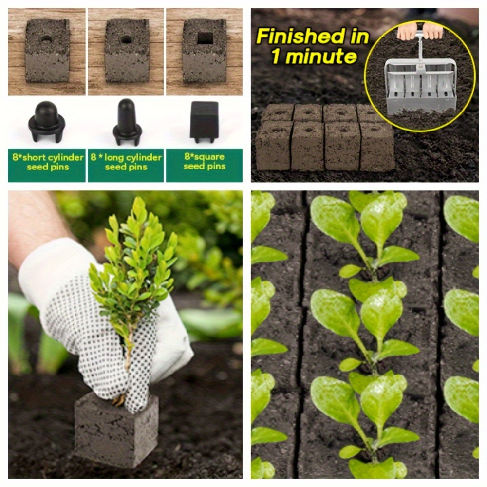 Garden Clod Breaker & Soil Blocker Tool – Heavy Duty Metal Multi-Cell Soil Block Maker with Adjustable Handle for Seed Starti