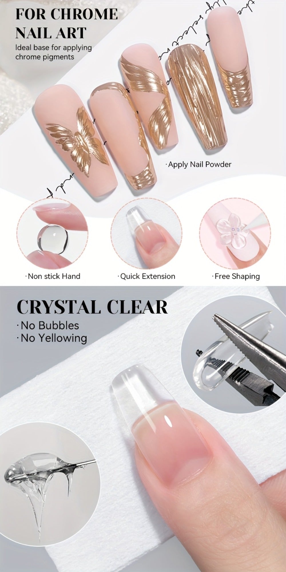 3D Sculpting Builder Gel Kit with Carving Pen – Clear & White Nail Extension Gel for Floral Nail Art, Acrylic Extensions & DI