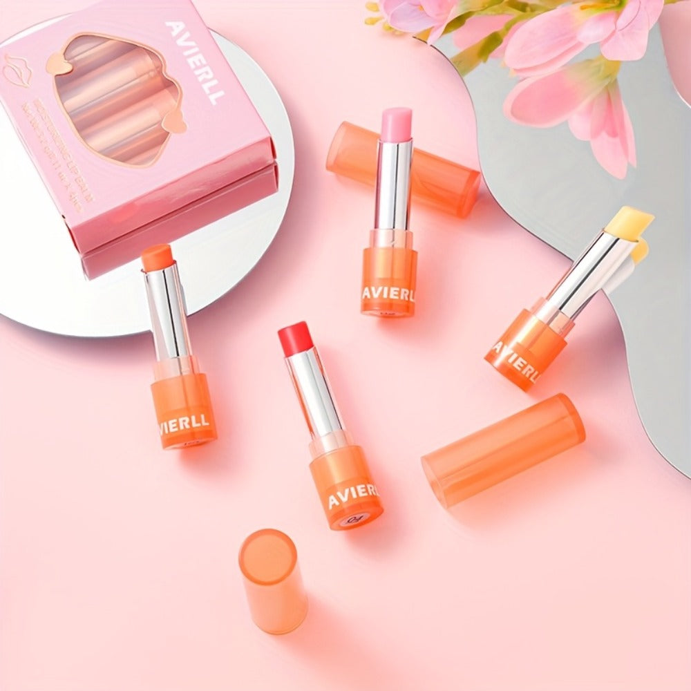 Moisturizing Lip Balm Set 4pcs Waterproof with Vitamin E Oil & Plant Oils – Long-Lasting Nourishing Lip Care for Dry Chapped 