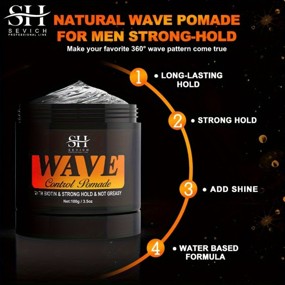 360 Wave Pomade Strong Hold Hair Styling with Jojoba Oil – Frizz Control Moisturizing Formula for Dreads Locks Twists Coily C