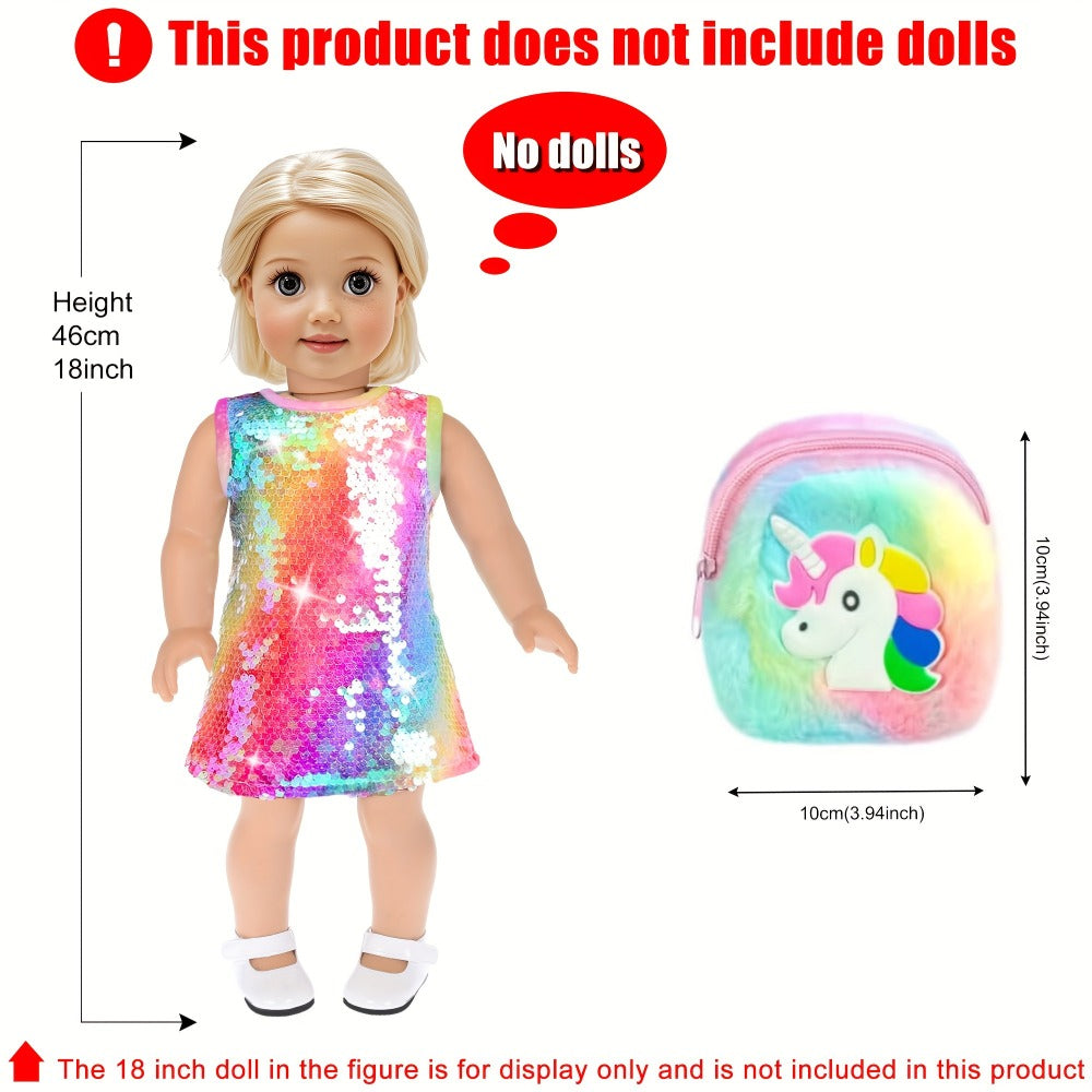Twenty-Four-Piece Travel Accessory Set for 18-Inch Dolls with Rainbow Suitcase, Sequin Dress and Shoes — image 2