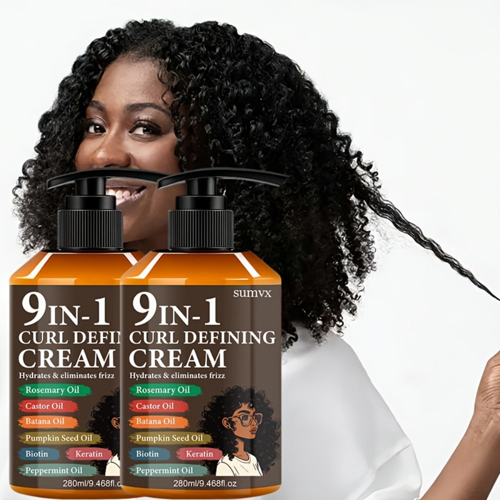 9-in-1 Curl Defining Cream by SUMVX in a Two-Pack of 280ml Pump Bottles with Seven Front-Label Ingredients — image 9