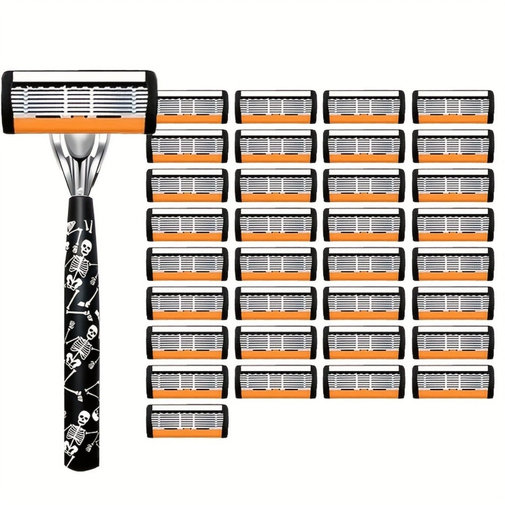 Safety Razor for Men 7-Layer Progressive Blades – Non-Slip Stainless Steel Handle Classic Double Edge Razor for Beard & Musta