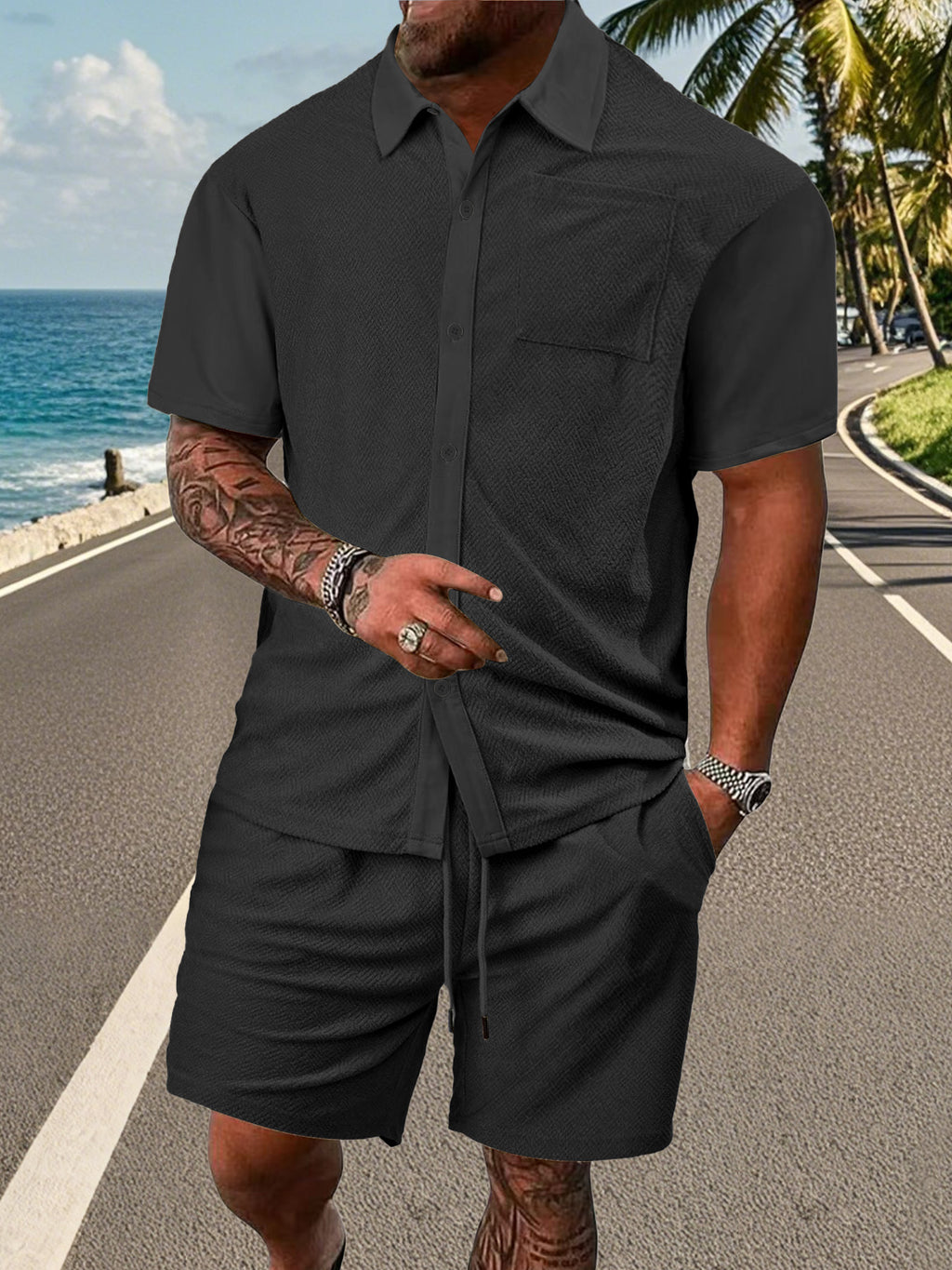 Men's Loose Short Sleeve Lapel Sport Casual