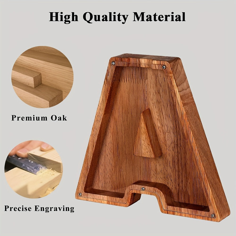 Wooden Letter Penny Bank – Alphabet Coin Bank Savings Box for Kids & Adults, Personalized Money Bank Birthday Gift — image 5