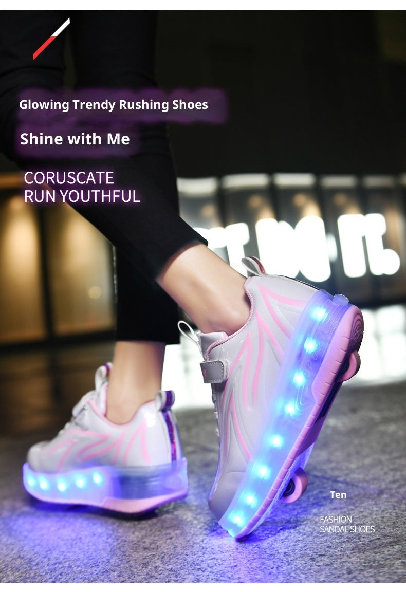 Children's Rechargeable Two-wheel LED Light-up Shoes