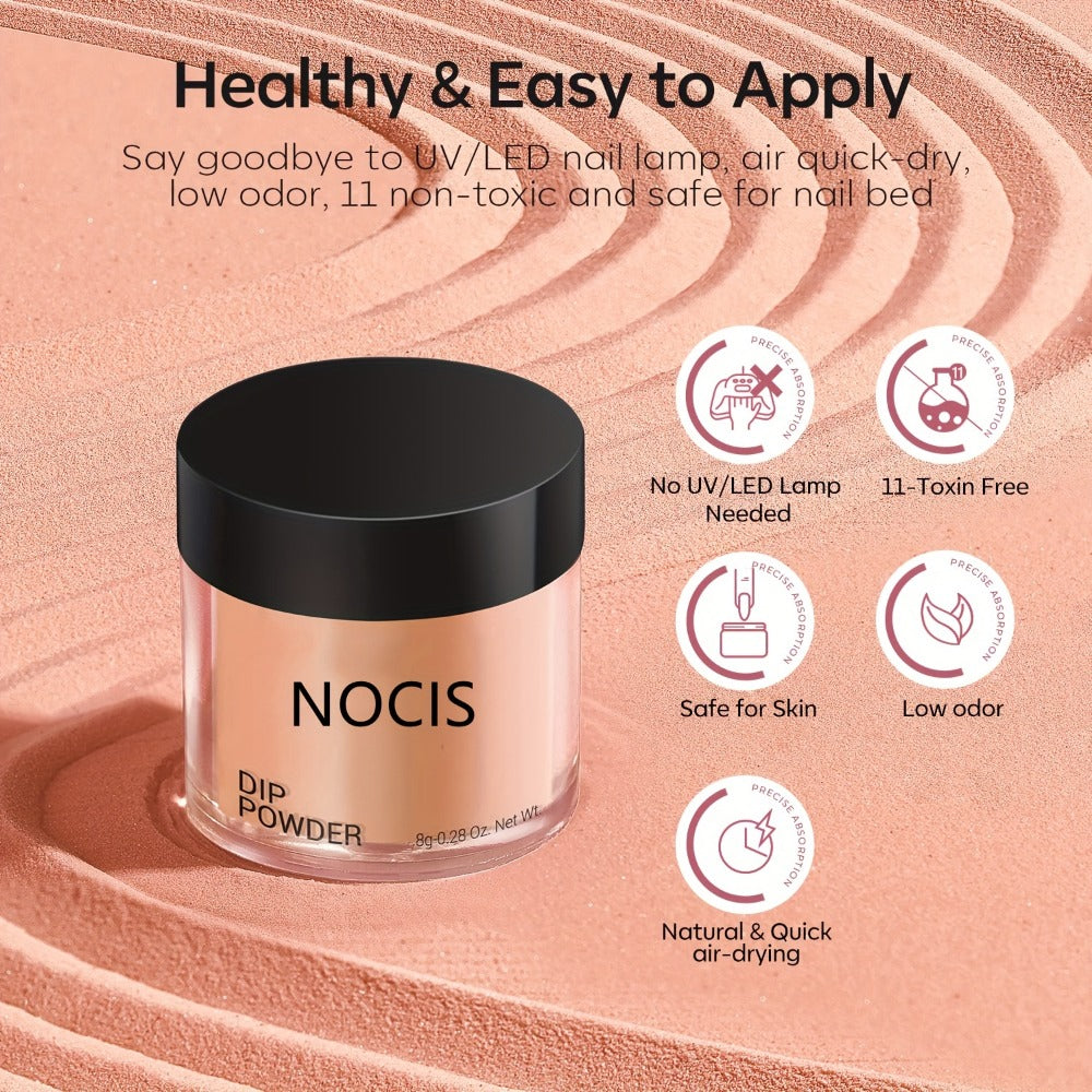 Dip Powder Nail Kit with NOCIS Label, Four Brown Nude Burgundy Glitter Powders, Three 10ml Liquids and Tools — image 6