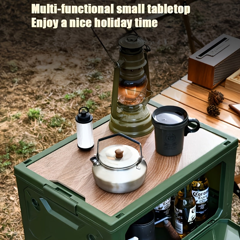 Folding Storage-Box Table with Five Access Doors and Wood-Look Top in One- or Two-Piece Color Options — image 2
