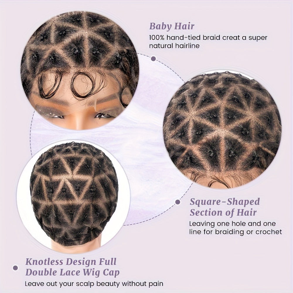 Braided Wig Cap Double Full Lace with Baby Hair Glueless Breathable Adjustable 22 Inch | 81-120 Sections Goddess Box Braid Fa