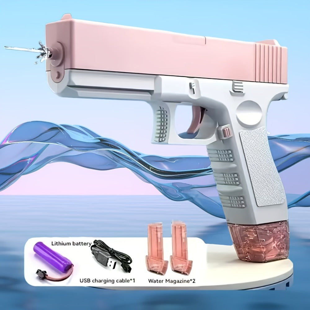 Rechargeable Dual-Magazine Electric Water Blaster with Two Swappable Tanks and Pink Finish — image 3