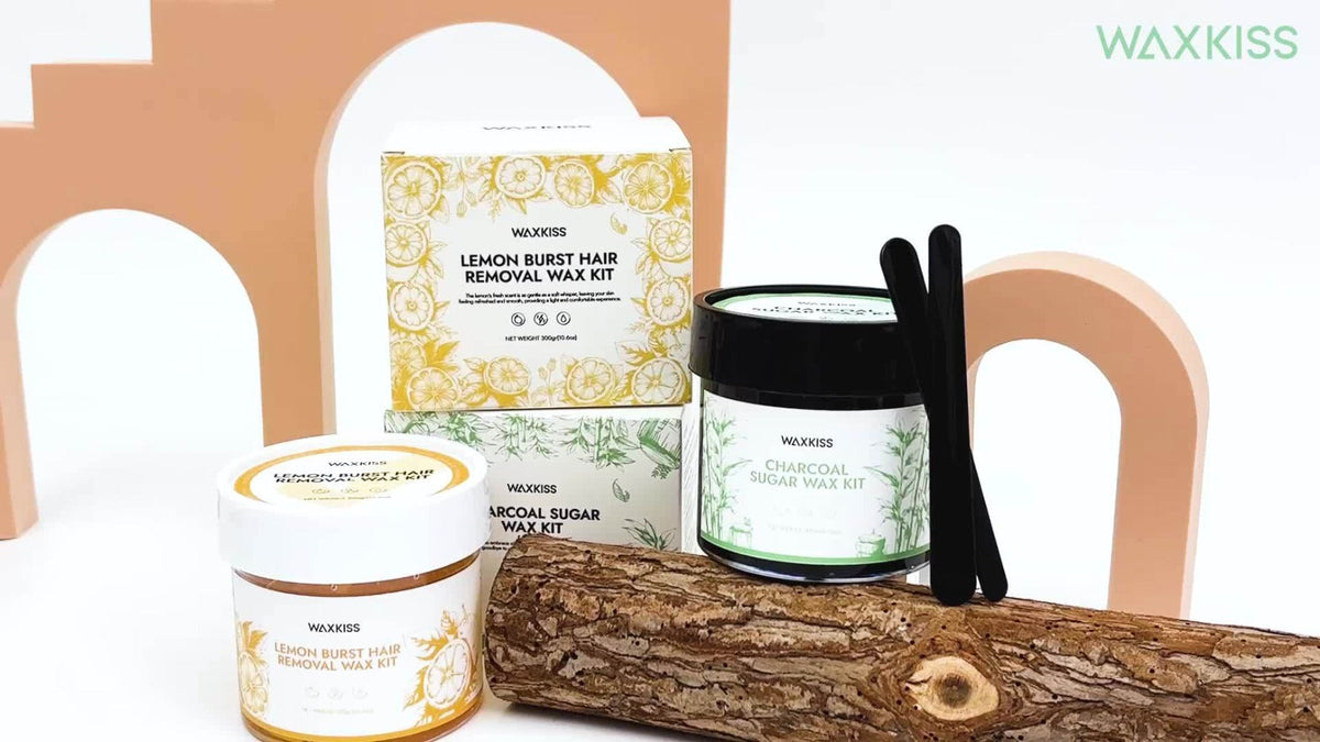 Sugar Wax Hair Removal Kit 300g – Gentle Soft Wax with Strips & Sticks for Body Hair Removal, Lemon or Activated Carbon Formu