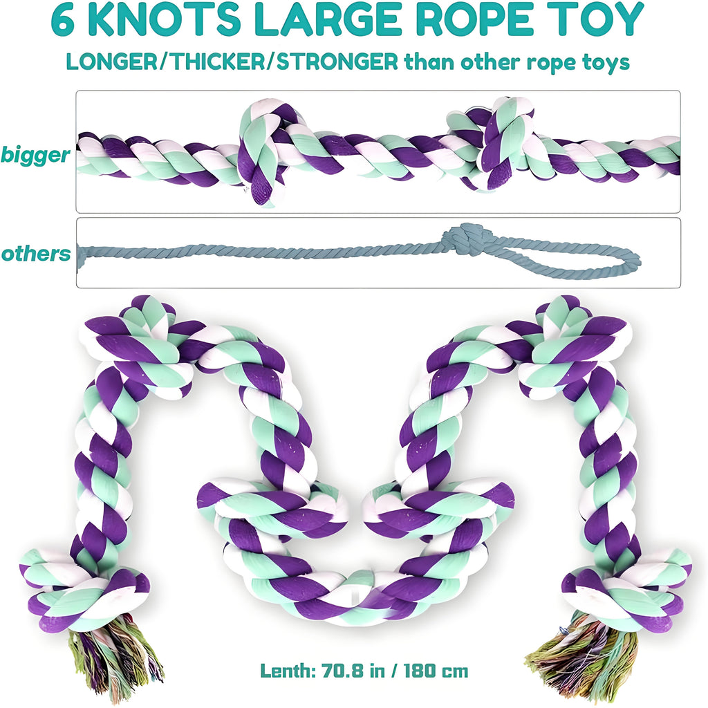 Dog Toy Six-Knot Twisted Rope Bone in Two Colorways for Tug, Fetch and Chew Play with Medium or Large Dogs — image 2