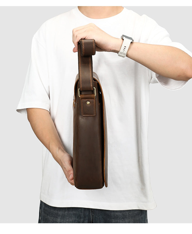 Men's Premium Leather Crossbody Bag, Sophisticated And Casual Single-shoulder Design