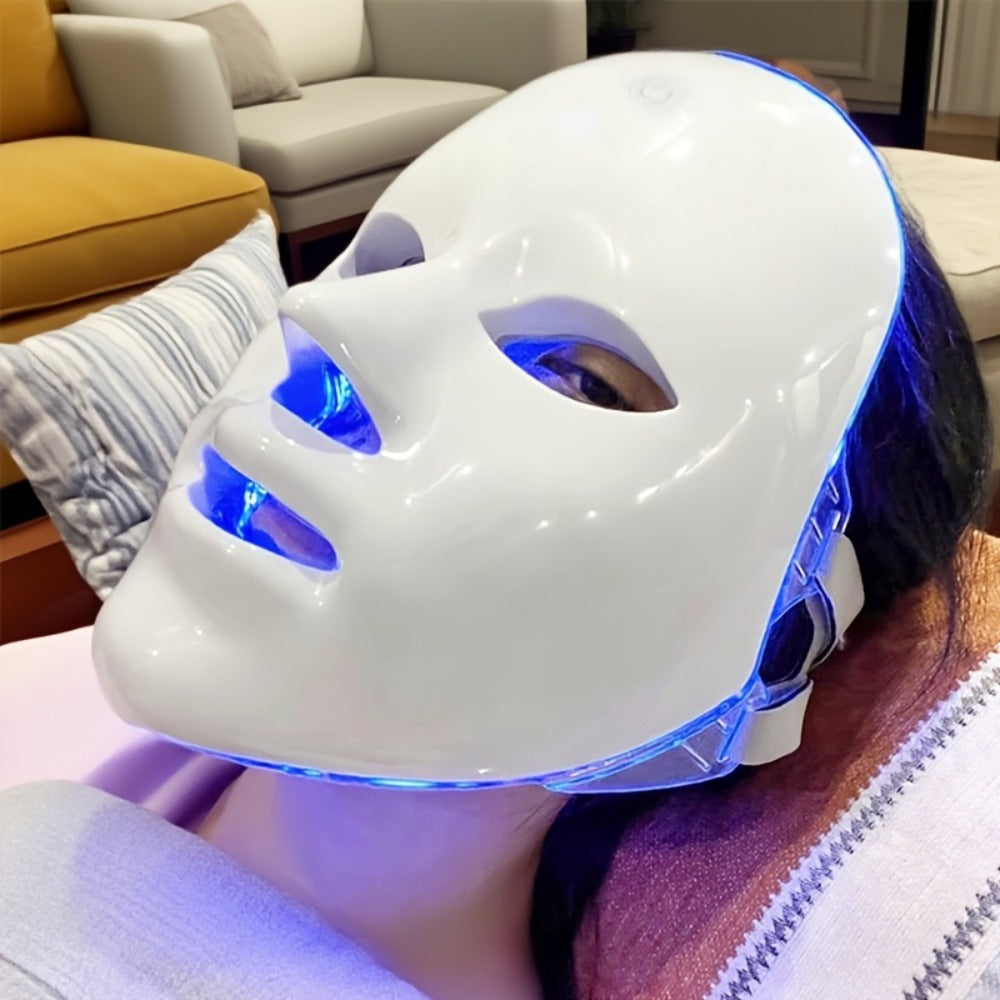 Portable LED Facial Mask 7-Color Light Therapy USB Rechargeable Plastic - Home Beauty Care for Bath Time, Home Spa and Person