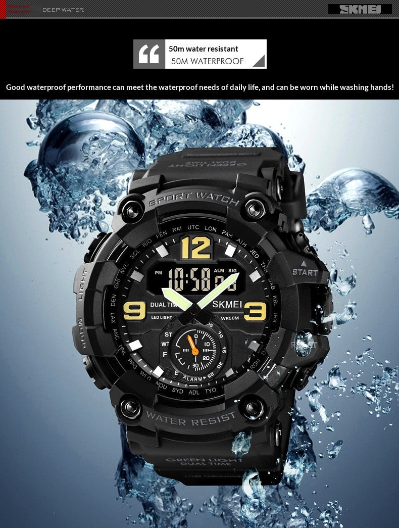 Outdoor Shockproof Plastic Men's Watch With Large Dial, Sports Digital Display, And Synchronized Electronic Watch
