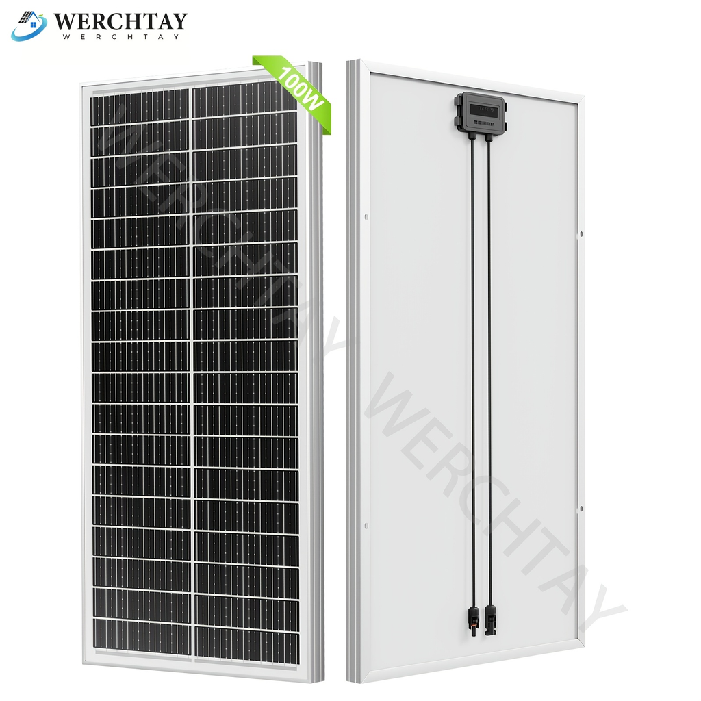 100W Solar Panel 12V High Efficiency Monocrystalline Photovoltaic Module for Off-Grid System RV Boat Home Commercial Street H