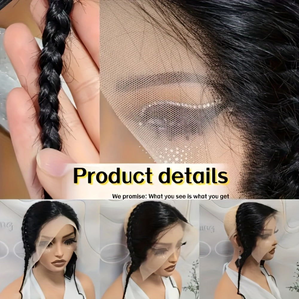 Hair Extensions Straight Human Hair 13x4 Lace Frontal Patch in Natural Black with Clip-Free Band Attachment — image 3