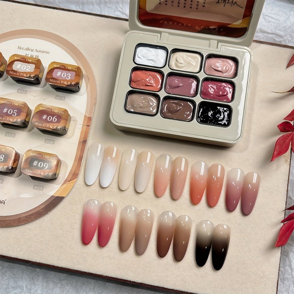 Gel Nail Polish 9-Color Mini Grid Sets for Ombre and Patting Art in 5 Curated Collection Options — image 1