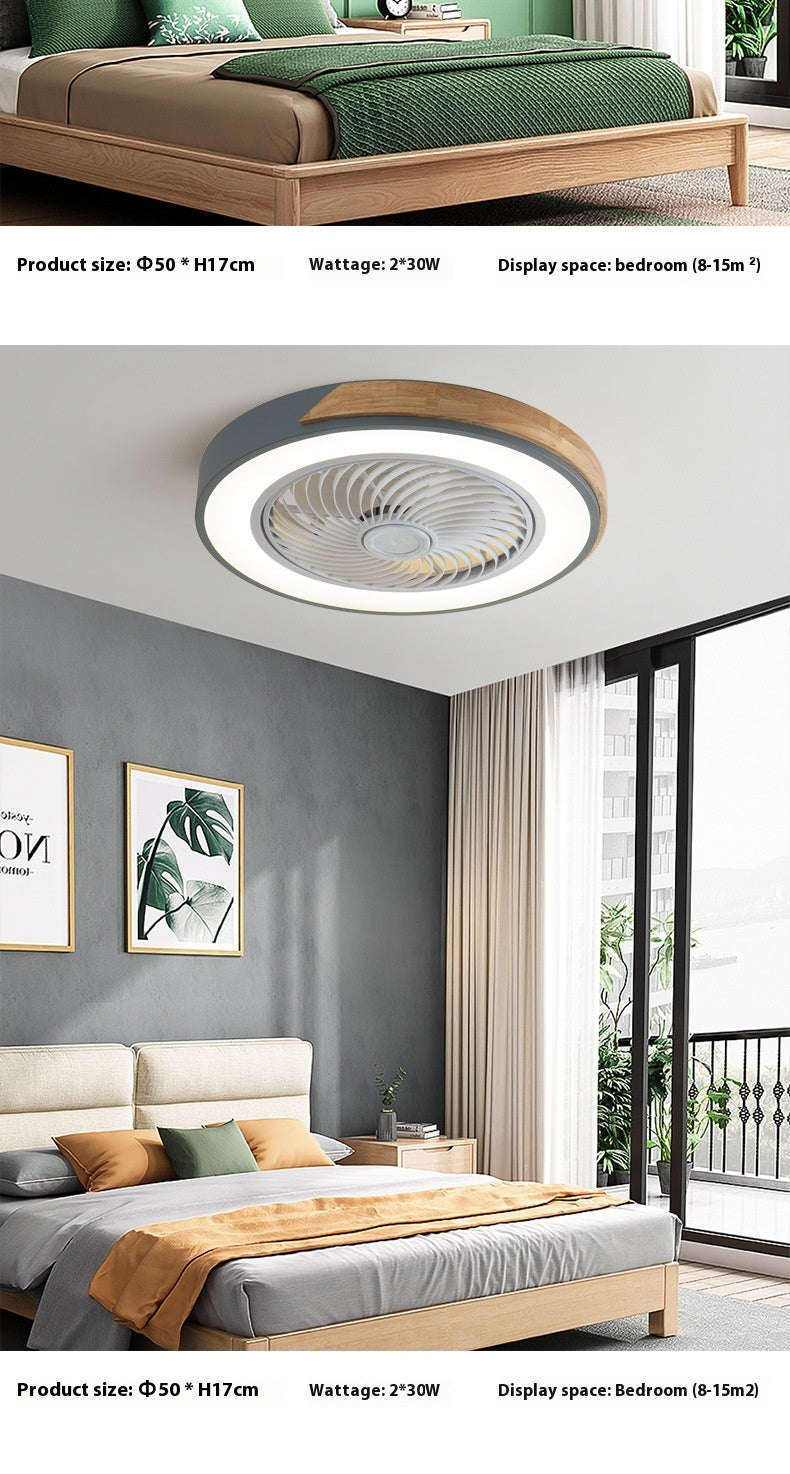 Solid Wood Ceiling Fan Lamp Bedroom Invisible Dining Room Ceiling Fan Lights