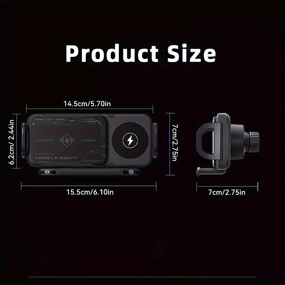 Dual-Coil Wireless Charging Car Mount with 15W Label, Fold-Screen Support and Three Configurations — image 4