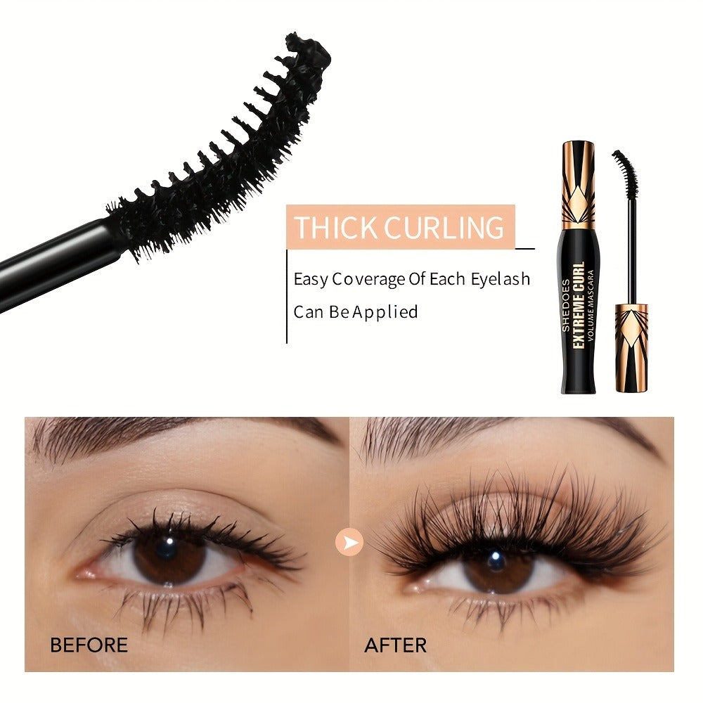 Black Mascara Two-Piece Set with Gold Crown-Style Caps and Curved Black Bristle Applicator Wands — image 7