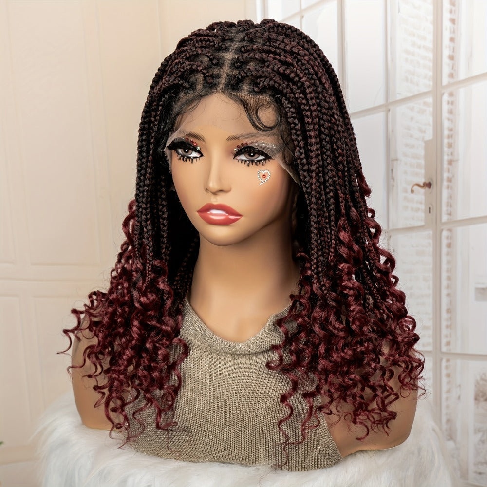 Goddess Square-Braid Wig with Curly Ends in 14- or 16-Inch Lengths and Black, Burgundy or Brown Colors — image 12