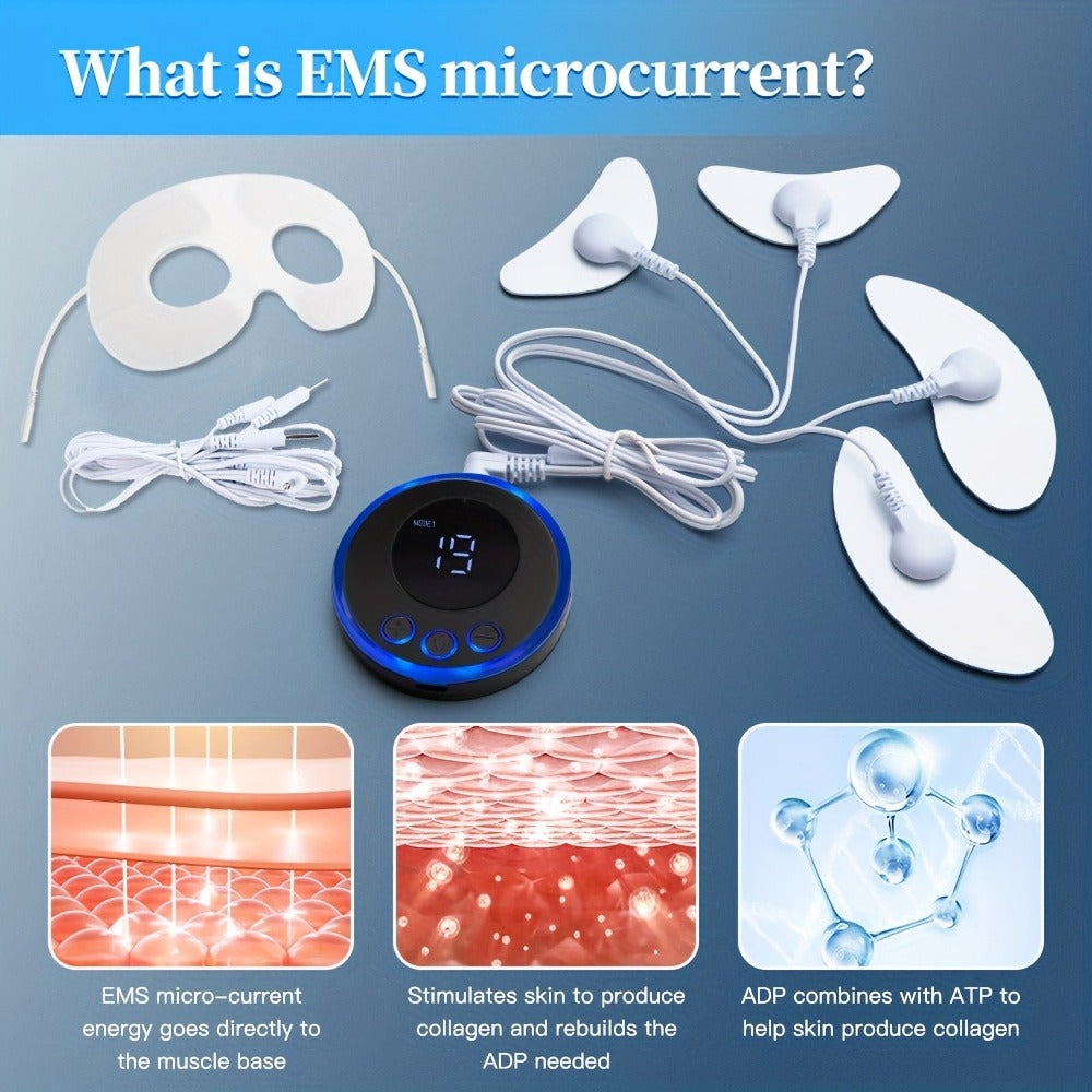 EMS Facial & Eye Massager Microcurrent TENS Device FDA Cleared Face Slimming Eye Lift 6 Modes 10 Levels for Home or Salon Spa