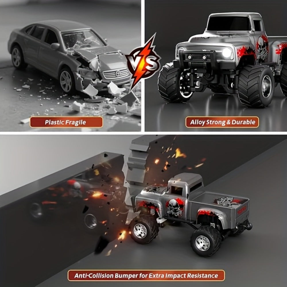 Mini Alloy RC Monster Truck 1:64 Scale 2.4GHz Off-Road Crawler with LED Lights, Street Graffiti Spray-Paint Design — image 14