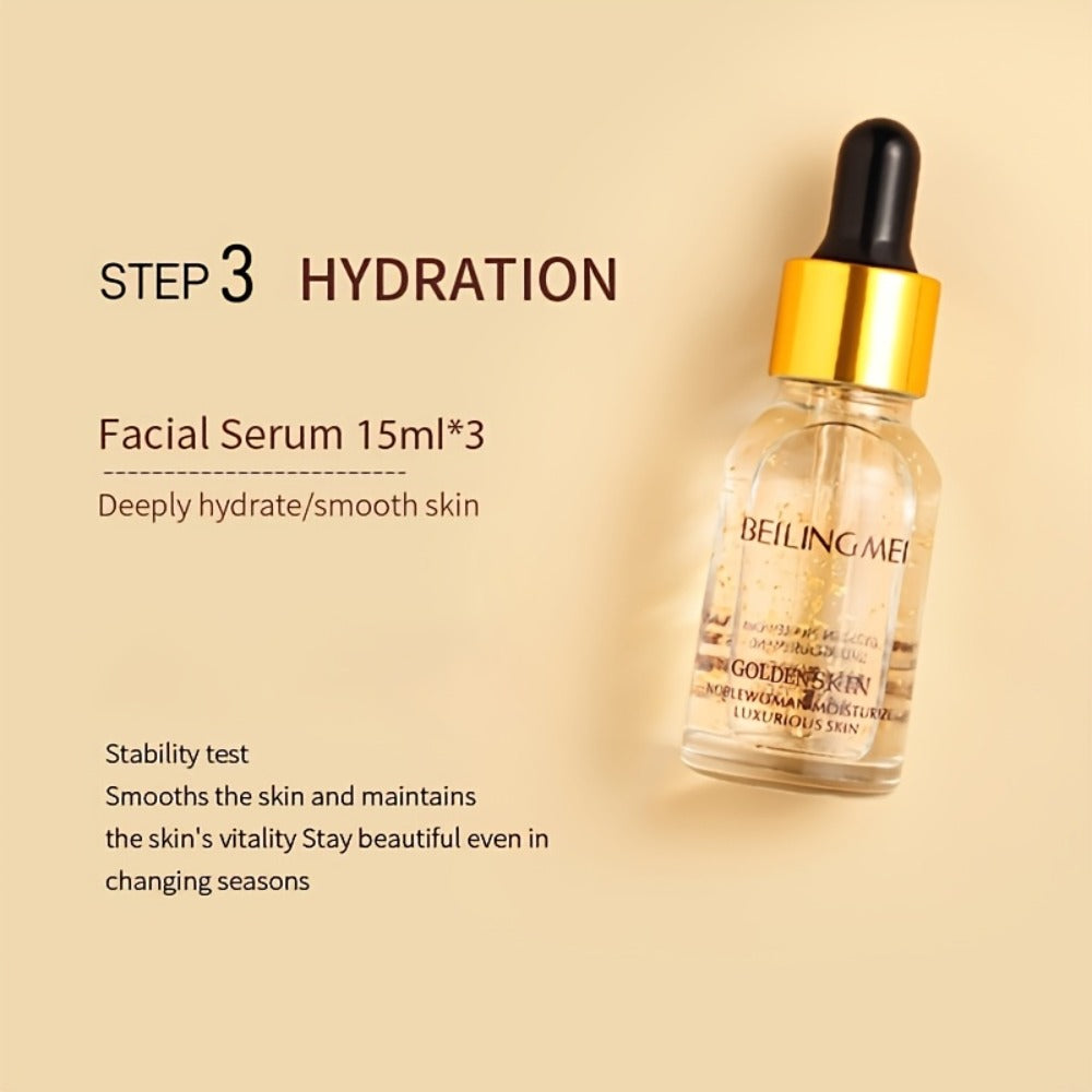 Skincare Gift Set for Women 9pcs Golden Luxury Kit, Niacinamide Collagen Hyaluronic Acid Daily Facial Care Premium Birthday H