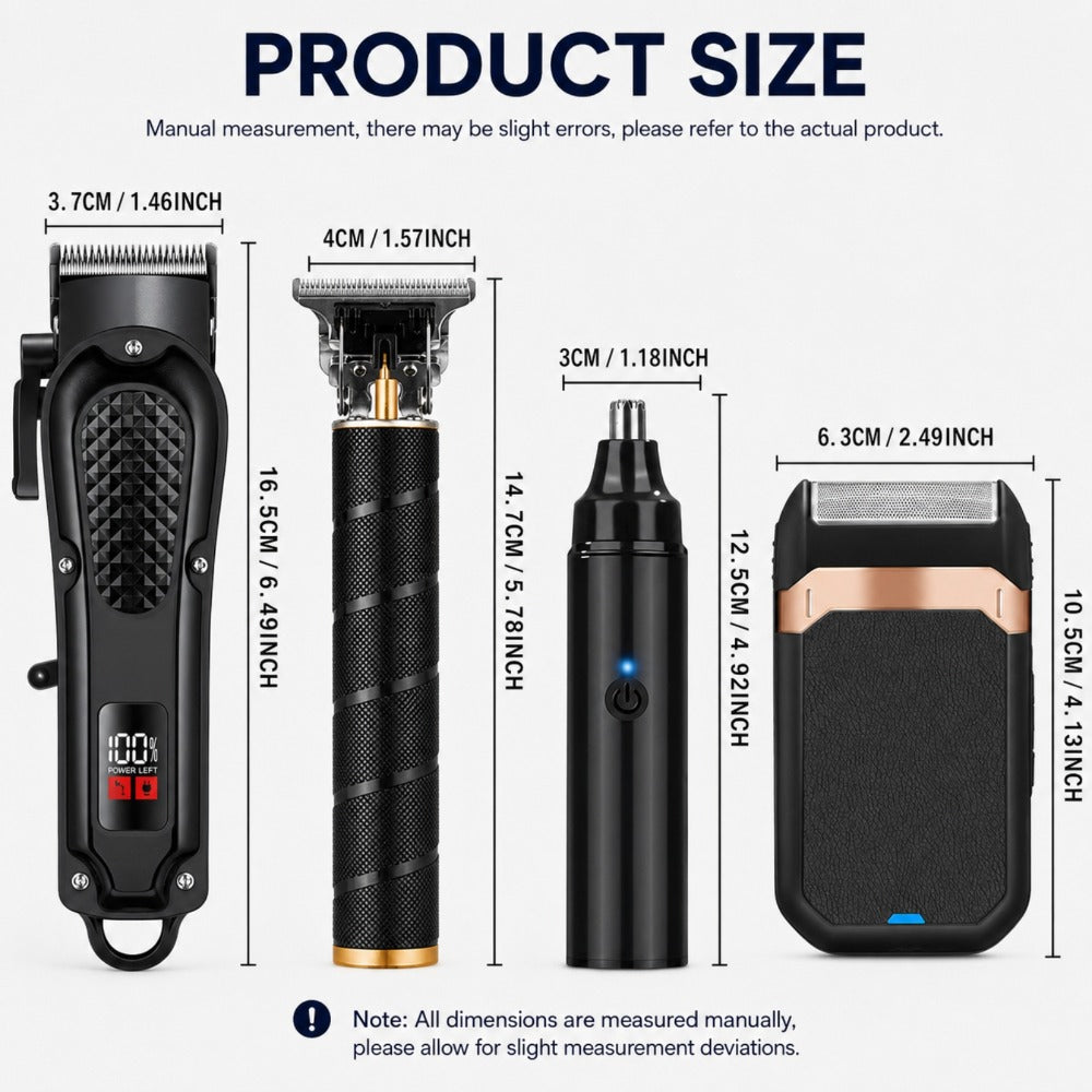 Electric Grooming Kit for Men with LCD Display – Cordless Rechargeable Hair Clipper & Trimmer Set, Home Travel & Car Use — im