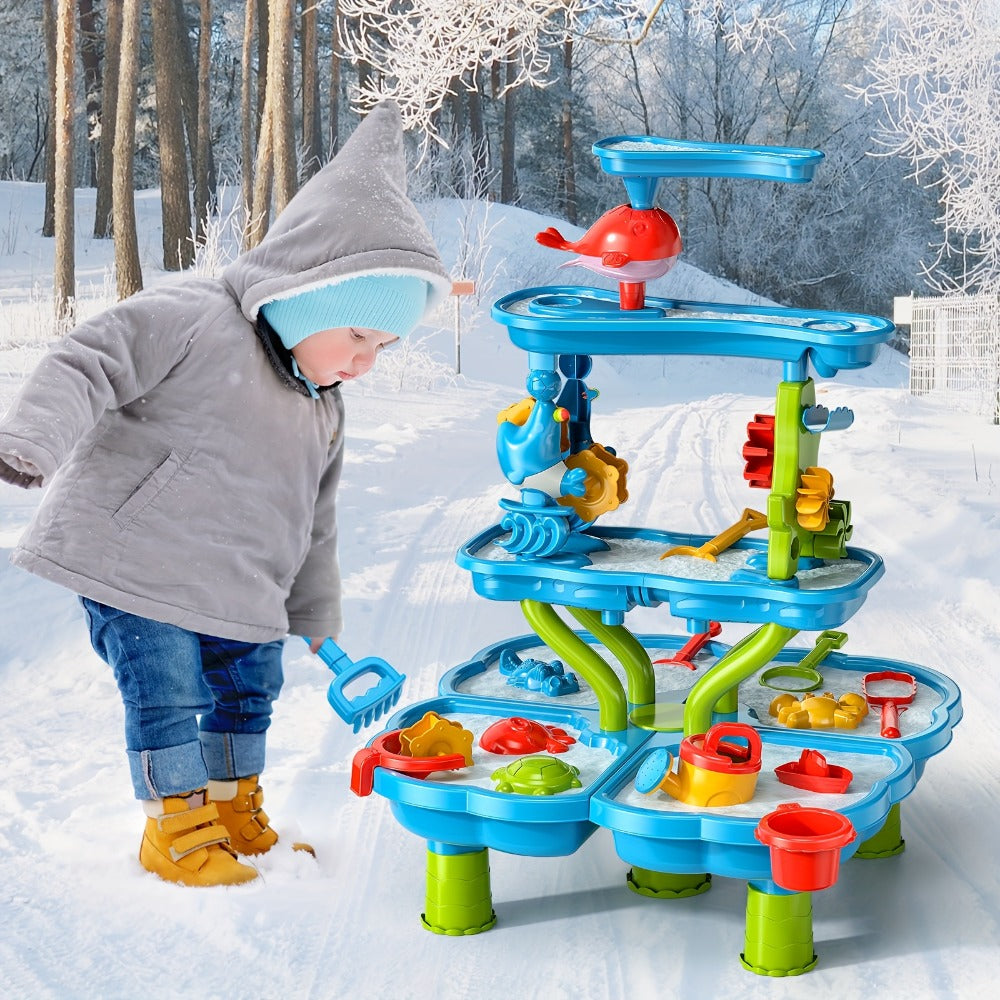 Water Play Table for Kids Double-Sided Waterfall & Beach Sand Zone, Outdoor Sensory Activity Toy for Toddlers Ages 3+ — image