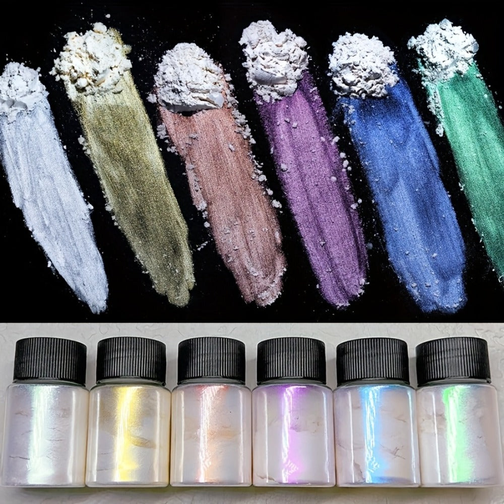 Aurora Nail Powder 12 Colors Chrome Pearl Glitter Neon Dust Holographic Iridescent Pigment Set for Chrome — image 4