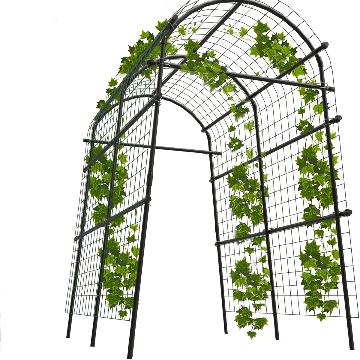 Garden Arch Trellis 7.5ft Tall Metal Climbing Plant Support with Netting for Vegetables Flowers Roses for Garden, Patio and Y