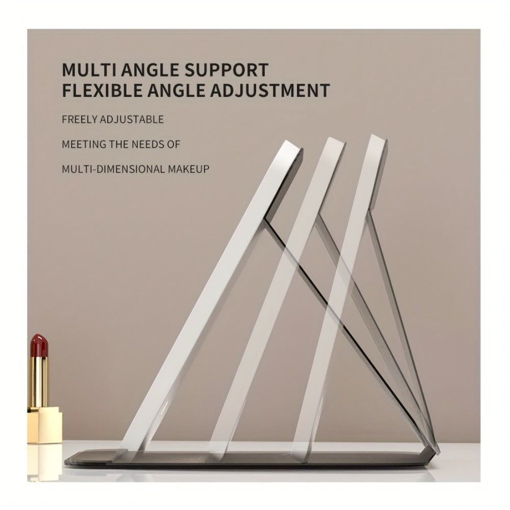 Makeup Mirror Foldable LED Travel Stand with Three Light Colors, Touch Dimming, USB Charging and Pink or White Options — imag