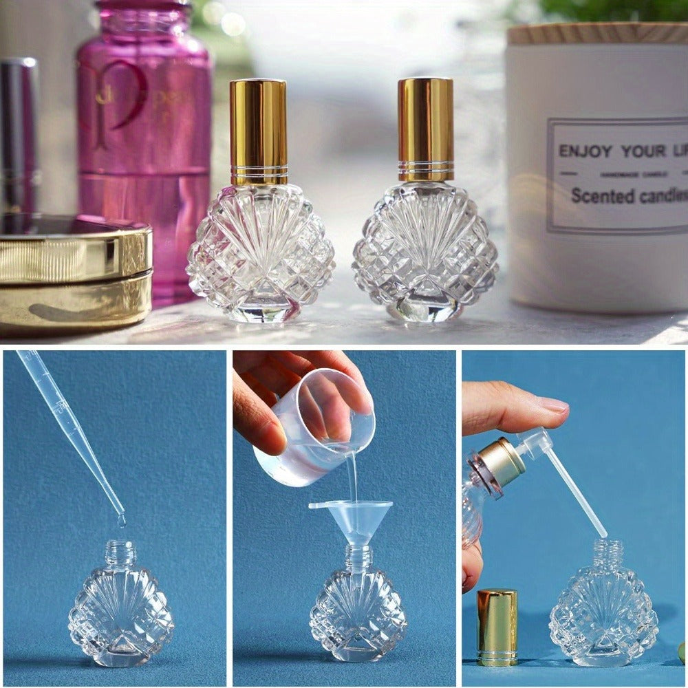 Glass Perfume Atomizer Bottles 15ml 20 Pack Gold Refillable Fine Mist Spray Travel Fragrance Bottles with 5 Funnels and 5 Pip