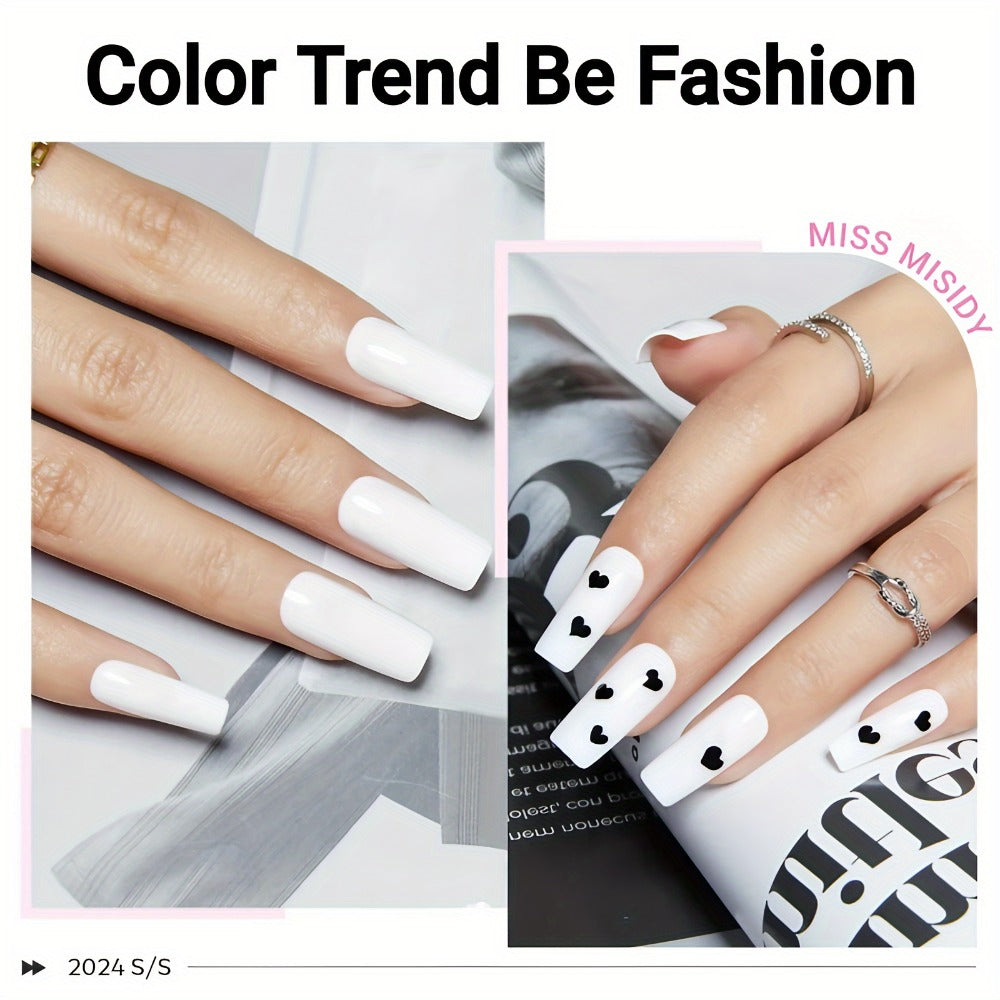 Gel Nail Polish – Odorless Black & White 0.54oz MISS MISIDY Soak-Off UV LED Durable High Gloss – Self-Leveling Easy Applicati