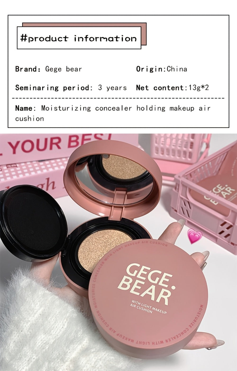 Oil Control Cushion BB Foundation with Replacement Core, Waterproof Sweatproof Invisible Pore Coverage — image 15