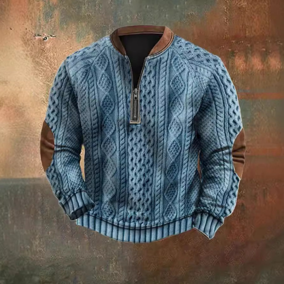Mens Digital-Print Half-Zip Hoodie