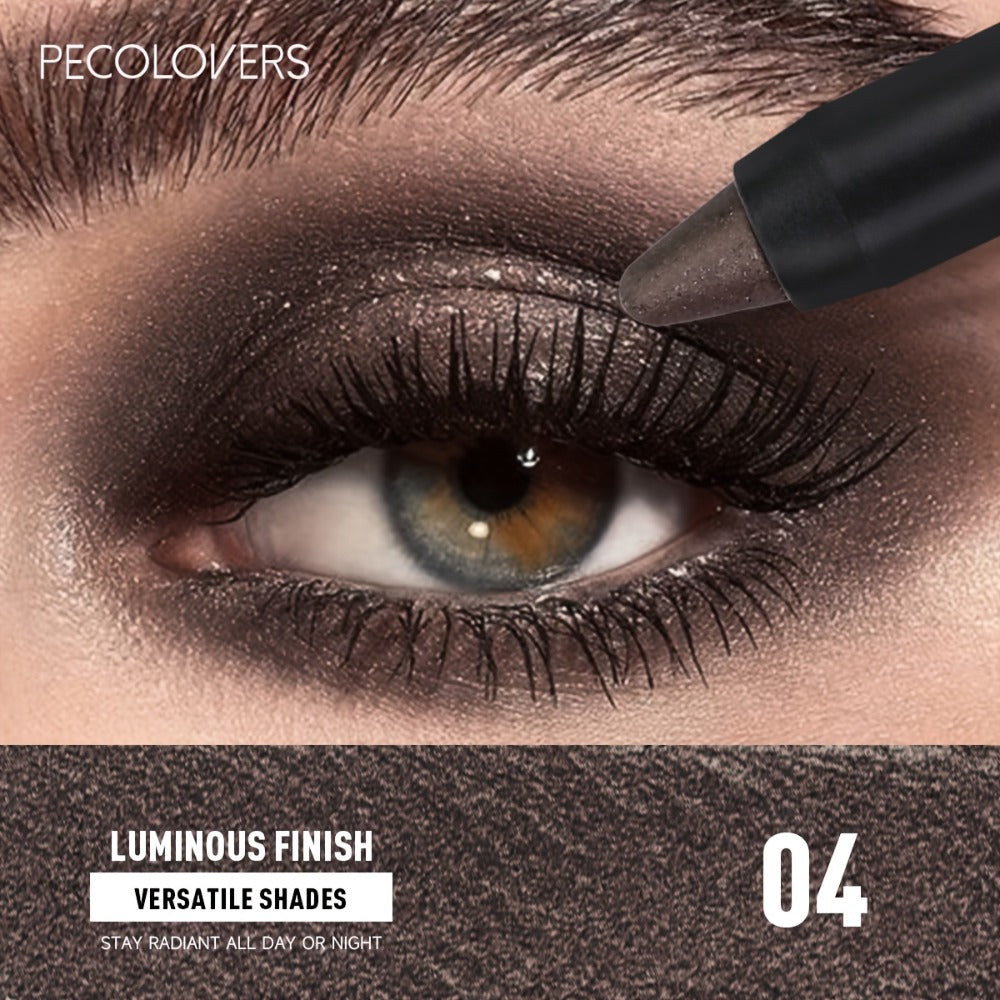 Shimmer Glitter Eyeshadow Stick Set 6 Pcs Dual-Tipped Eye Pencil with Blending Brush Creamy, for Makeup, Travel and Everyday 