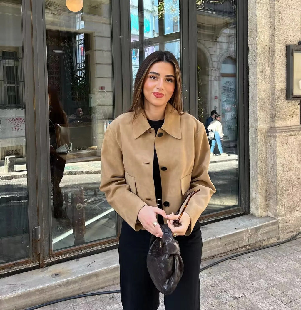 Suede Fabric Jacket Coat For Women