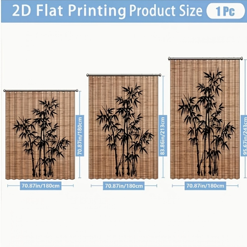 Blackout Curtains Chinese Bamboo Pattern Privacy Panels for Patio Balcony Garden Courtyard Tea Room Outdoor Indoor Minimalist