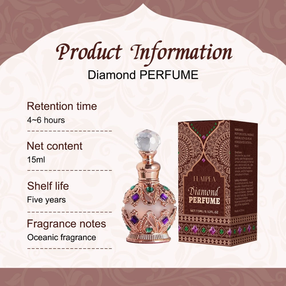 Arabian Perfume for Women Diamond Bottle EDT, Ocean Flower Vanilla Musk Fragrance Spray, Diamonds Woody & Diamond Crown Style