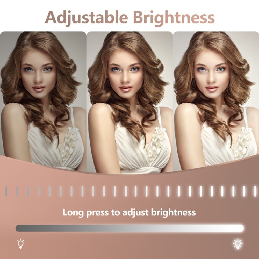 LED Vanity Mirror, Rectangular Tabletop Makeup Mirror with Touch Dimming and Three Light Colors on a Rotating Stand — image 6
