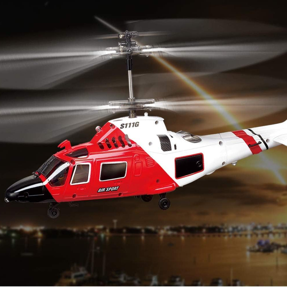 SYMA S111G Coast Guard RC Helicopter 3-Channel Gyro Stabilized Mini Indoor Helicopter LED Lights 5-6 Min Flight Time — image 