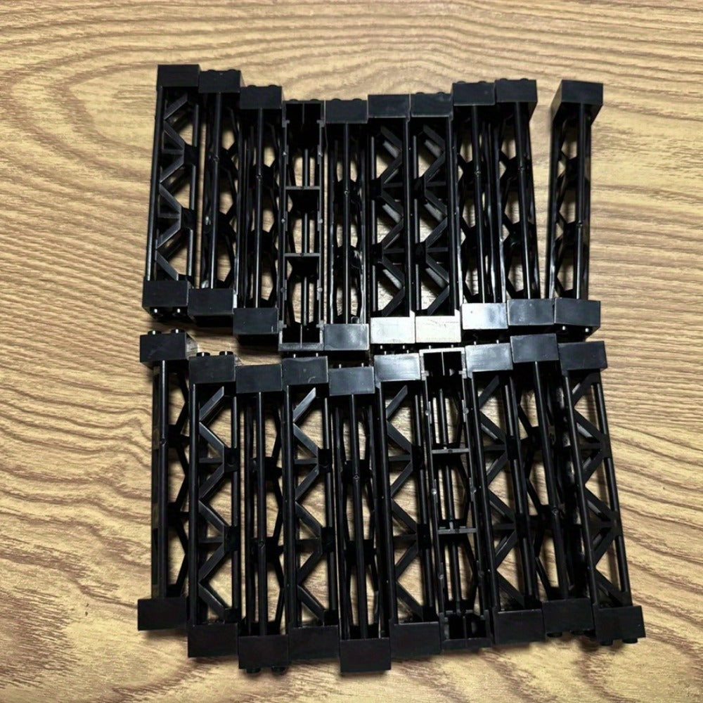 2x2x10 Pillar Support Bricks 20pcs Black – LEGO-Compatible Column Rod Blocks for MOC City Train Girder Military Architecture 