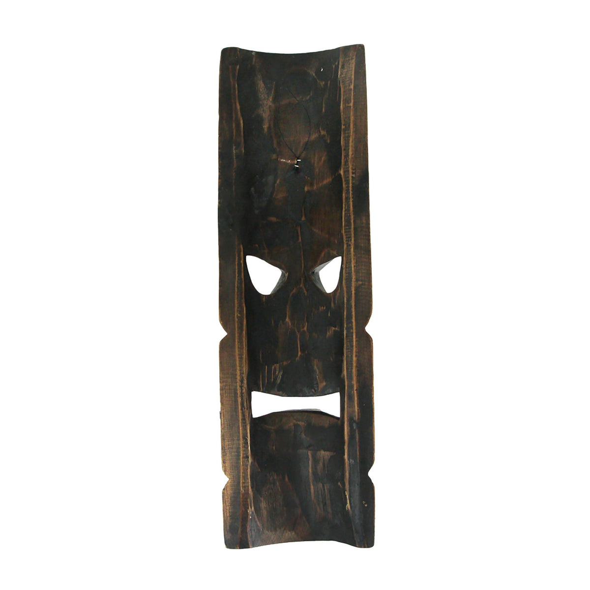 Tiki Wall Masks Set of 2 – Hand Carved Wooden 20" Tropical Decor with Palm Tree & Plumeria Designs for Indoor Outdoor Patio B